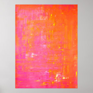Roze en Oranje Abstracte kunst Poster