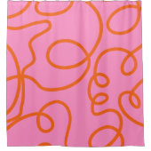 Roze en Oranje Abstracte lijnen penseelstreken Douchegordijn (Voorkant)
