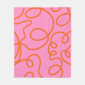 Roze en Oranje Abstracte lijnen penseelstreken Fleece Deken (Voorkant)