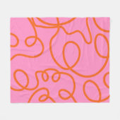 Roze en Oranje Abstracte lijnen penseelstreken Fleece Deken (Voorkant (Horizontaal))