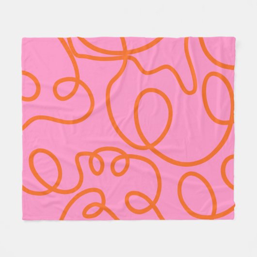 Roze en Oranje Abstracte lijnen penseelstreken Fleece Deken (Voorkant (Horizontaal))