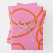 Roze en Oranje Abstracte lijnen penseelstreken Inpakpapier Vel (In situ)