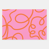 Roze en Oranje Abstracte lijnen penseelstreken Inpakpapier Vel (Voorkant)