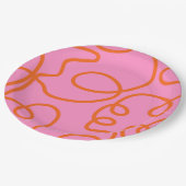 Roze en Oranje Abstracte lijnen penseelstreken Papieren Bordje (Gekanteld)