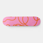 Roze en Oranje Abstracte lijnen penseelstreken Persoonlijk Skateboard (Horizontaal)