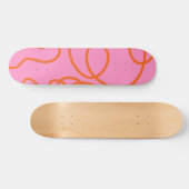 Roze en Oranje Abstracte lijnen penseelstreken Persoonlijk Skateboard (Horizontaal)