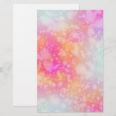 Roze en Oranje Abstracte Waterverf Achtergrond Briefpapier (Voorkant / Achterkant)