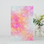 Roze en Oranje Abstracte Waterverf Achtergrond Briefpapier (Staand voorkant)