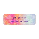 Roze en Oranje Abstracte Waterverf Achtergrond Etiket (Voorkant)