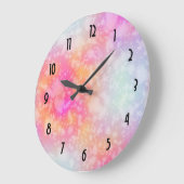 Roze en Oranje Abstracte Waterverf Achtergrond Grote Klok (Hoek)