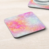 Roze en Oranje Abstracte Waterverf Achtergrond Onderzetter (Linkerzijde)