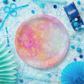 Roze en Oranje Abstracte Waterverf Achtergrond Papieren Bordje (Feest)