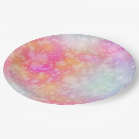 Roze en Oranje Abstracte Waterverf Achtergrond Papieren Bordje (Gekanteld)