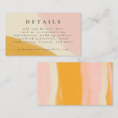 Roze en Oranje Abstracte Waterverf bruiloft Informatiekaartje (Voorkant / Achterkant)