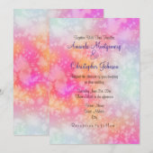 Roze en Oranje Abstracte Waterverf bruiloft Kaart (Voorkant / Achterkant)