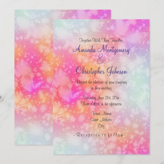 Roze en Oranje Abstracte Waterverf bruiloft Kaart (Voorkant / Achterkant)