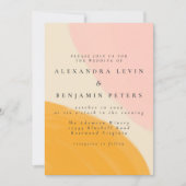 Roze en Oranje Abstracte Waterverf bruiloft Kaart (Voorkant)