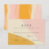 Roze en Oranje Abstracte Waterverf bruiloft RSVP Kaartje (Voorkant / Achterkant)