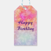 Roze en Oranje Abstracte Waterverf Happy Birthday Cadeaulabel (Achterkant)