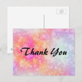 Roze en Oranje Abstracte Waterverf Hartelijk dank Briefkaart (Voorkant / Achterkant)