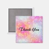 Roze en Oranje Abstracte Waterverf Hartelijk dank Magneet (Voorkant / Achterkant)