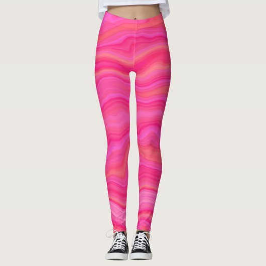Roze en Oranje Agaat Lagen Leggings (Voorkant)