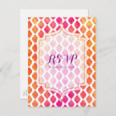 Roze en Oranje Arabische Marokkaanse partij RSVP Uitnodiging Briefkaart (Voorkant / Achterkant)