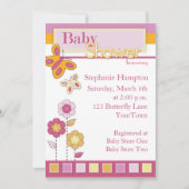 Roze en Oranje Baby shower Kaart (Voorkant)