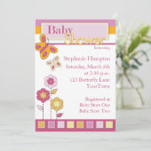 Roze en Oranje Baby shower Kaart (Staand voorkant)