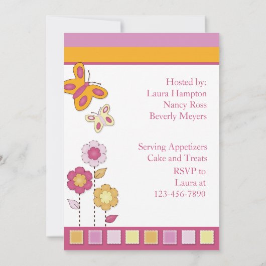 Roze en Oranje Baby shower Kaart (Achterkant)