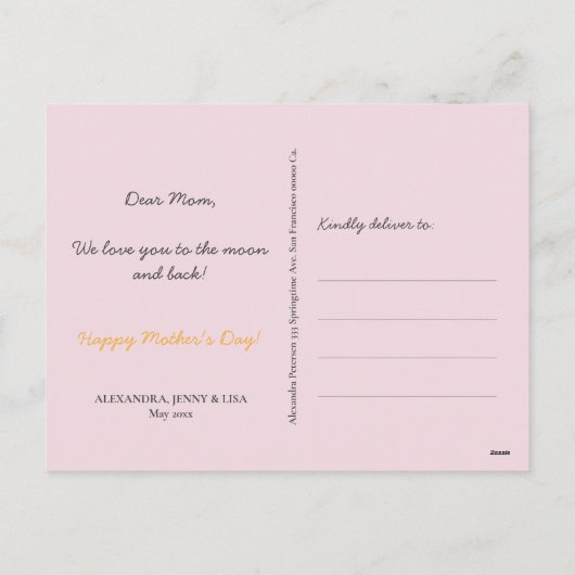 Roze en oranje ballonnen aangepaste foto Moederdag Feestdagenkaart (Achterkant)