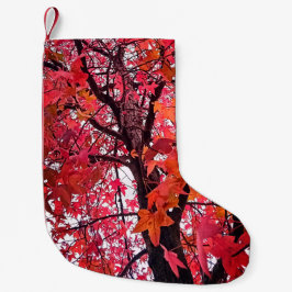 Roze en oranje bladeren kleine kerstsok
