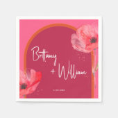 Roze en Oranje Bloembloei Levendig Servet (Voorkant)