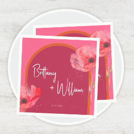 Roze en Oranje Bloembloei Levendig Servet