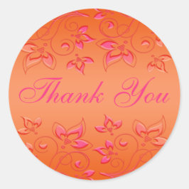 Roze en Oranje Bloemen 1,5" Ronde Bruiloft Sticker