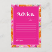 Roze en Oranje Bloemen Baby shower Ouders Advieskaart (Voorkant)