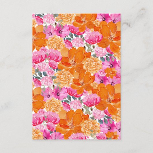 Roze en Oranje Bloemen Baby shower Ouders Advieskaart (Achterkant)