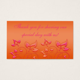 Roze en Oranje Bloemen Bruiloft Favor Label Visitekaartje