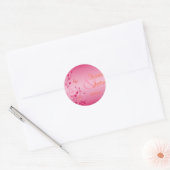 Roze en Oranje Bloemen Bruiloft Sticker (Envelop)