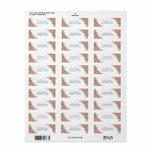 Roze en oranje bloemen etiket (Full Sheet)
