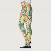 roze en oranje bloemen leggings (Links)