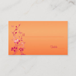 Roze en Oranje Bloemen met Vlinders Plaatskaarten Plaatskaartje