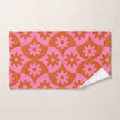 Roze en Oranje bloemen op Mid Century Scallop Bad Handdoek (Handdoek)
