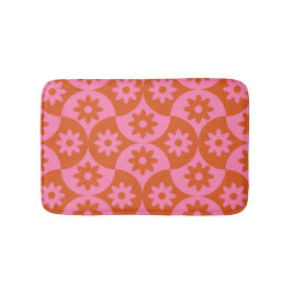 Roze en Oranje bloemen op Mid Century Scallop Badmat