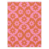 Roze en Oranje bloemen op Mid Century Scallop Tafelkleed (Voorkant)