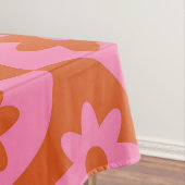 Roze en Oranje bloemen op Mid Century Scallop Tafelkleed (Voorbeeld)