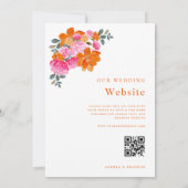 Roze en Oranje Bloemen Qr Code Bruiloft Alles in e Kaart (Achterkant)