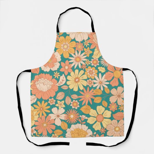 roze en oranje bloemen schort (Voorkant)