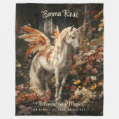  roze en Oranje bloemen sprookje Pegasus Fleece Deken (Voorkant)