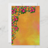 Roze en Oranje Bloemen Thema Bruiloft Kaart (Achterkant)